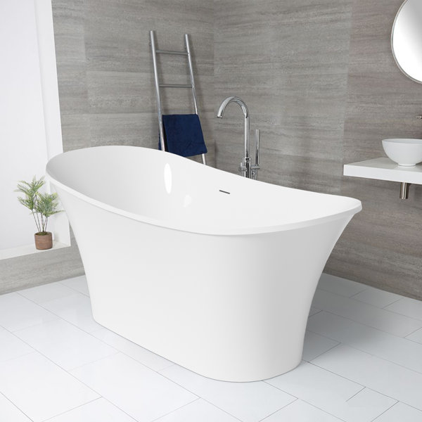 Mokleba 67'' X 31'' Freestanding Double Slipper Soaking Acrylic Bathtub